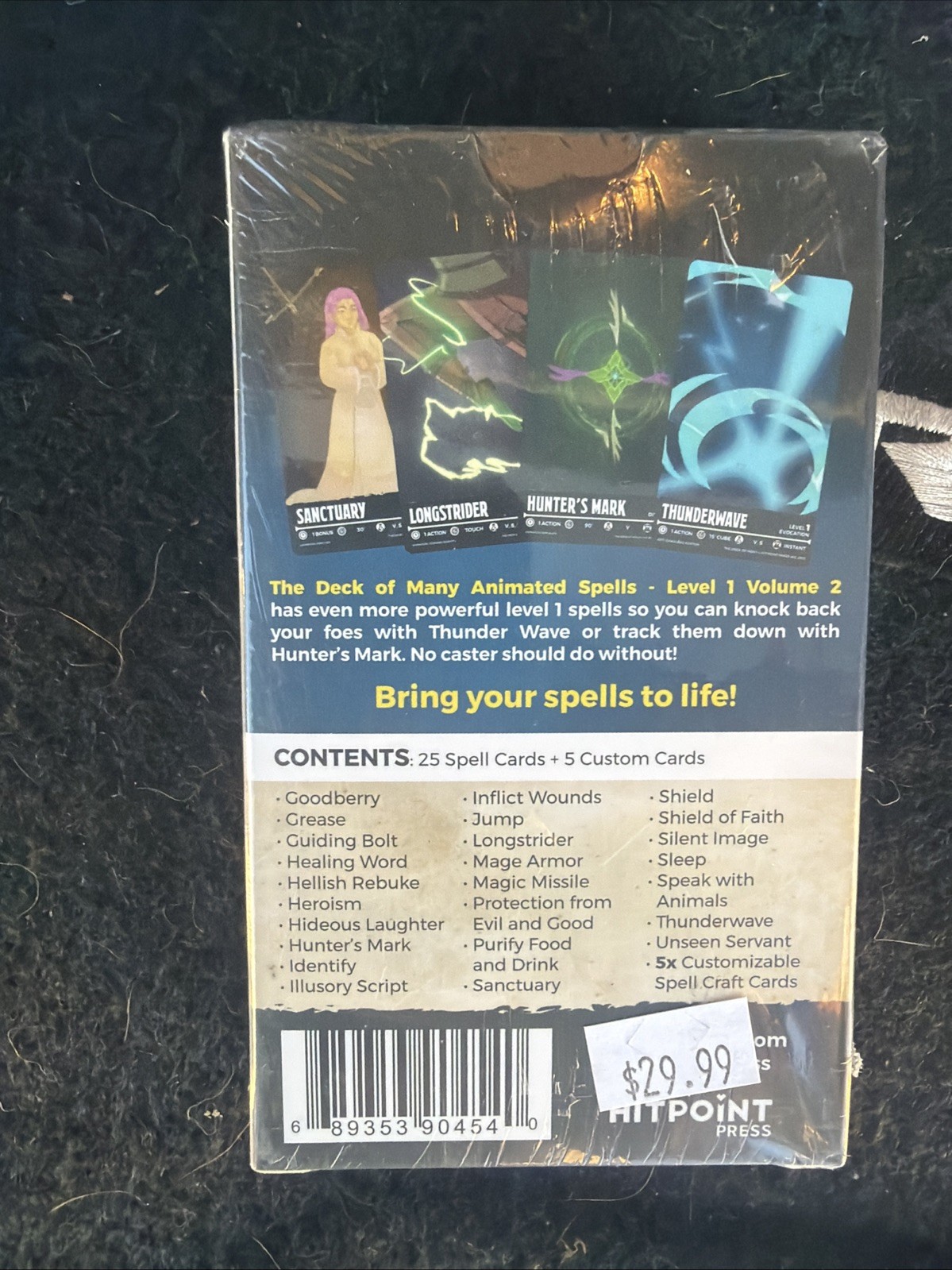 Hit Point Press Animated Spells Level 1 Vol. 2 card deck, New
