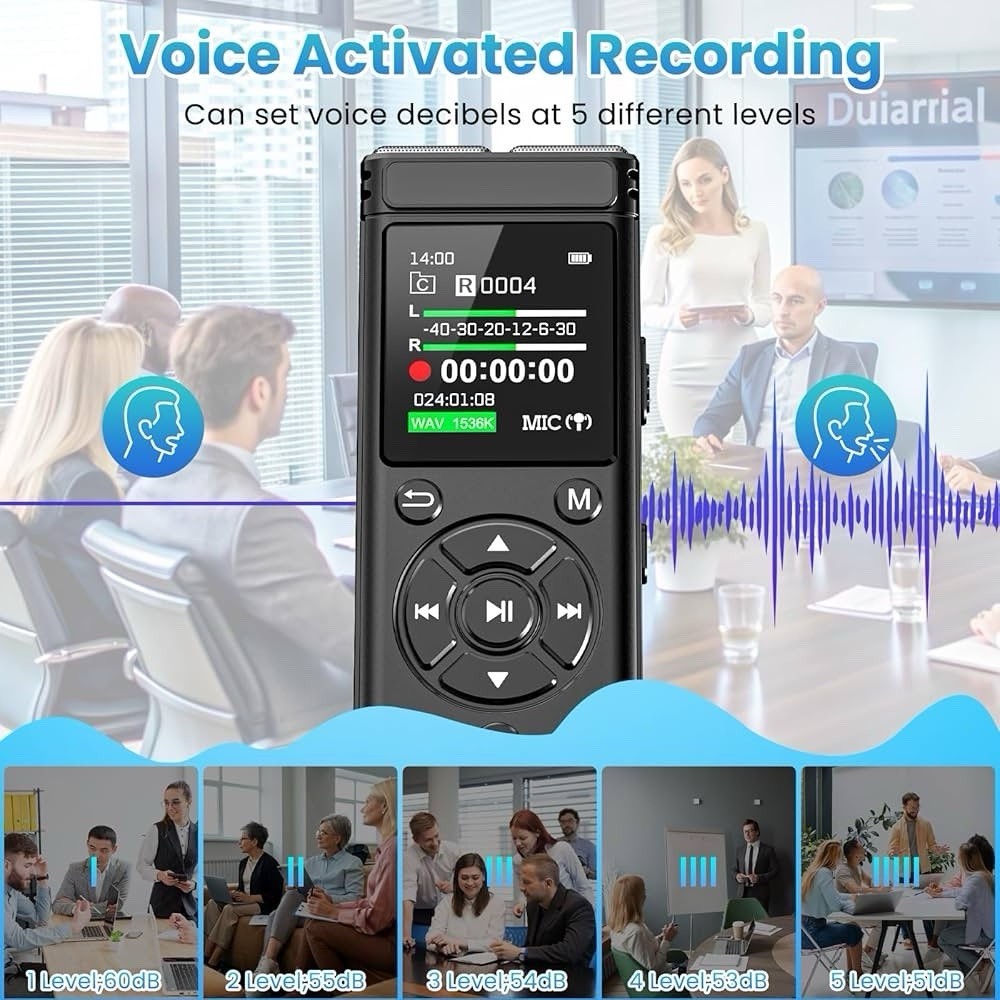 136GB Digital Voice Recorder with Playback,9000 Hours Audio Recording Device,Voi