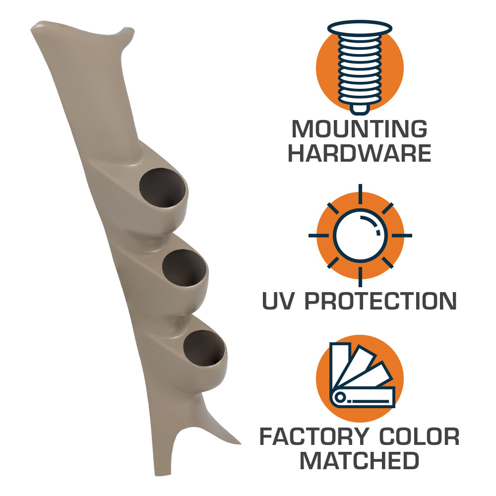 Tan Triple Pillar Gauge Pod Mount for 1999-2007 Ford Super Duty F-250 F-350