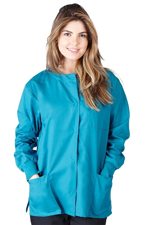 Unisex Medical Hospital Nursing Warm Up Top Scrubs Jackets 3-Pockets for Women