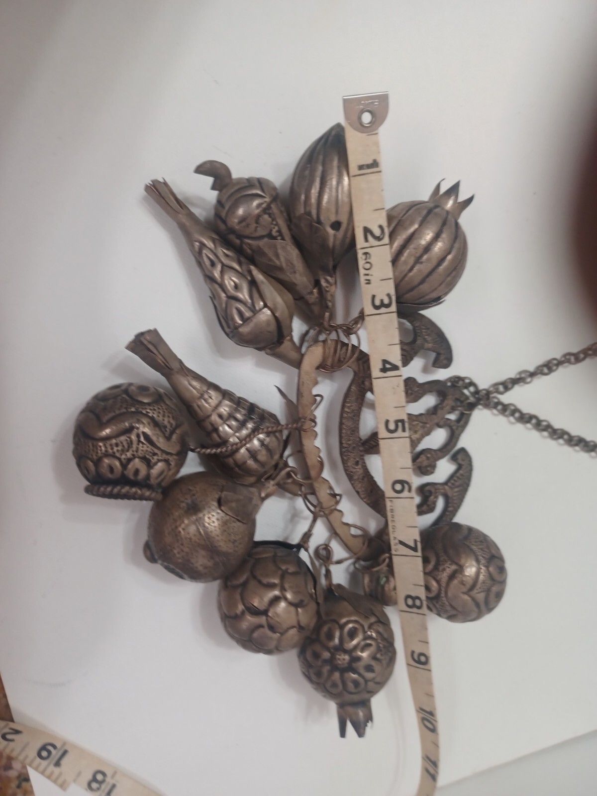 Brazilian Penca de Balangandan Silver on Brass 10 Charms Brazil