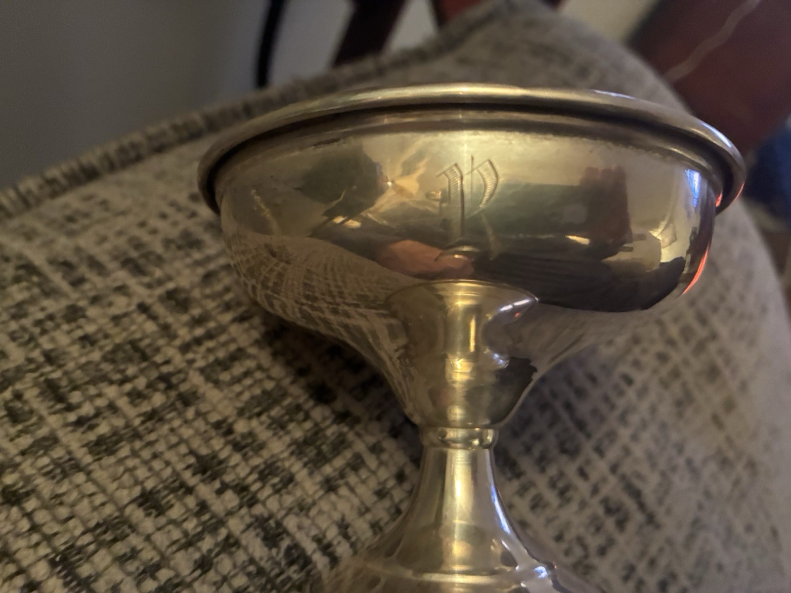 Vintage Sterling Silver Cement Weighted Monogrammed “B” Compote. Set Of 6.