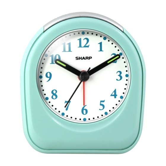 SHARP 2-Pack Mint Small Travel Alarm Clock Battery Operated Quartz Analog