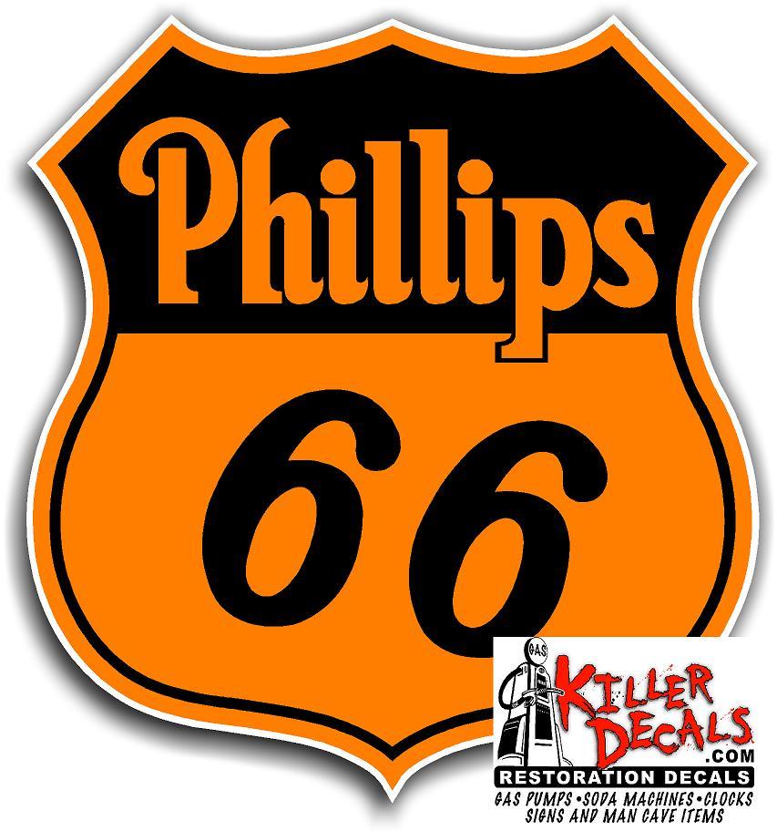 (PHIL1) 12" EARLY PHILLIPS 66 Shield ORANGE GASOLINE DECALS GAS AND OIL STICKER