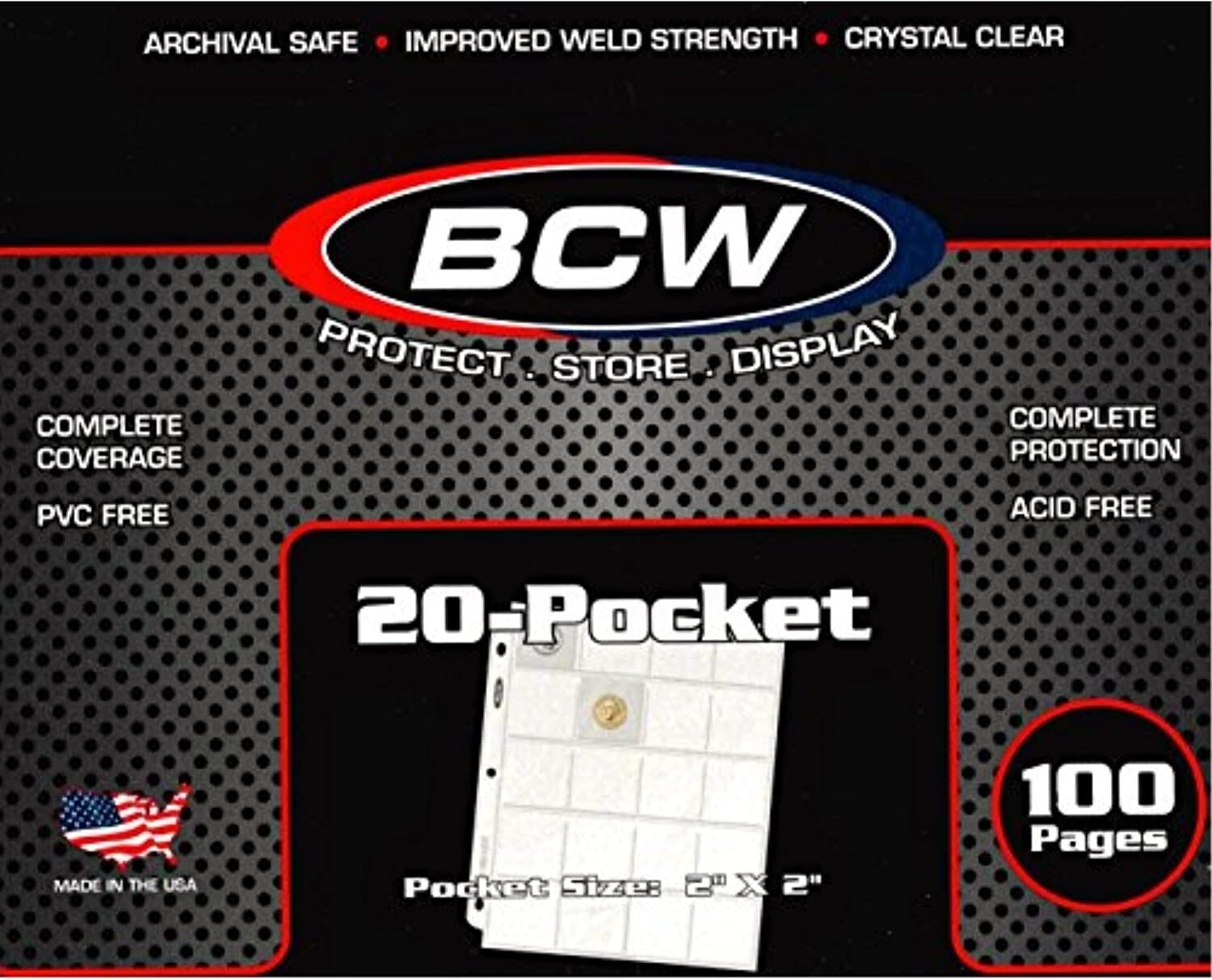 2x2 Coin Pages Box Of 100 20 Pockets Album Binder Sheets Clear Acid Free By BCW