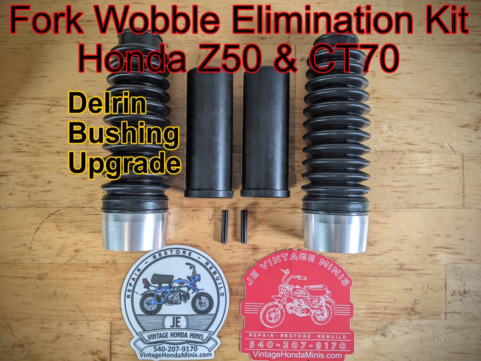 Front Fork - Delrin Bushing & Boot Upgrade Kit - Honda Z50 CT70 CT70H Mini Trail