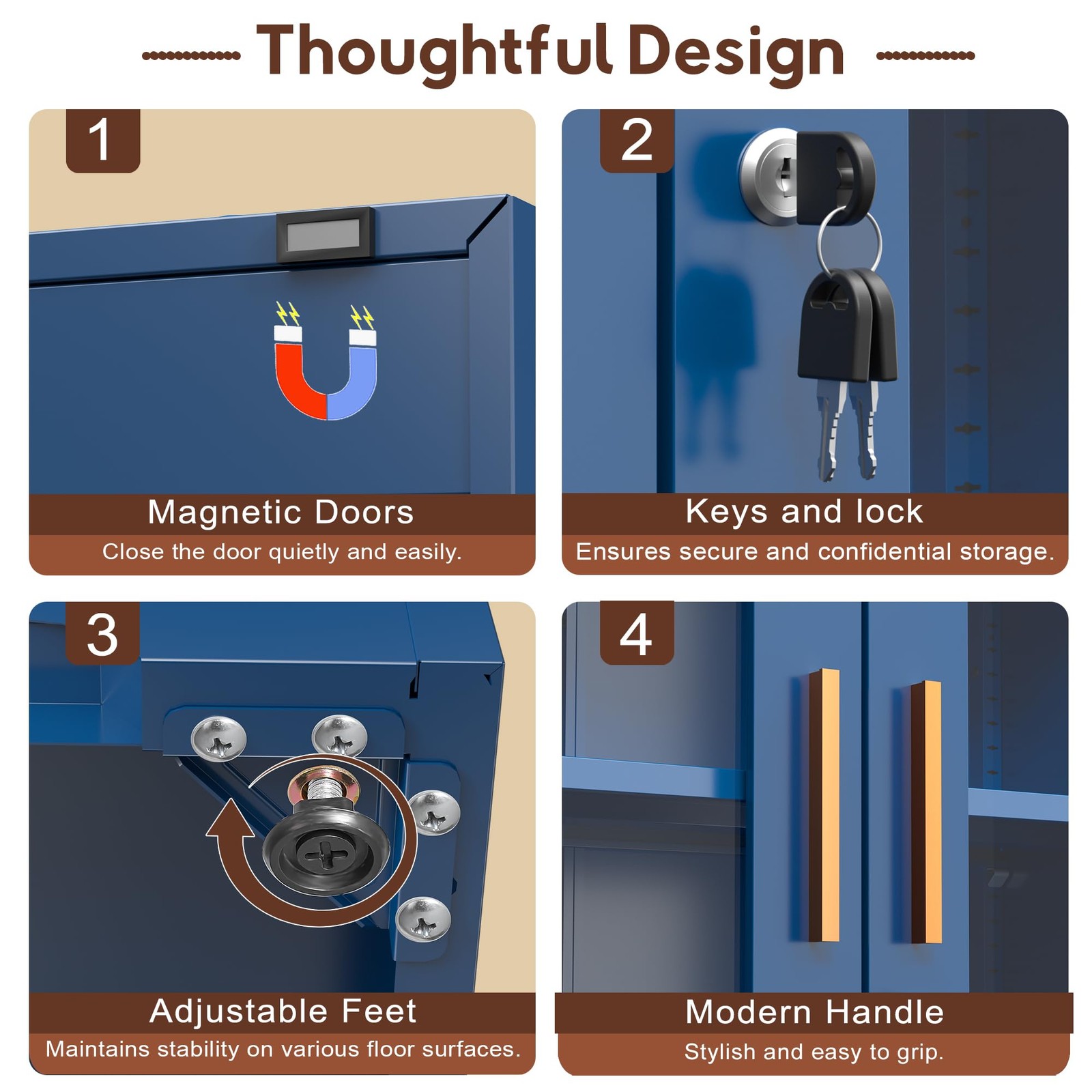 Liquor Bookcase with Doors 4 Adjustable Shelves Lockable Display Cabinet Blue