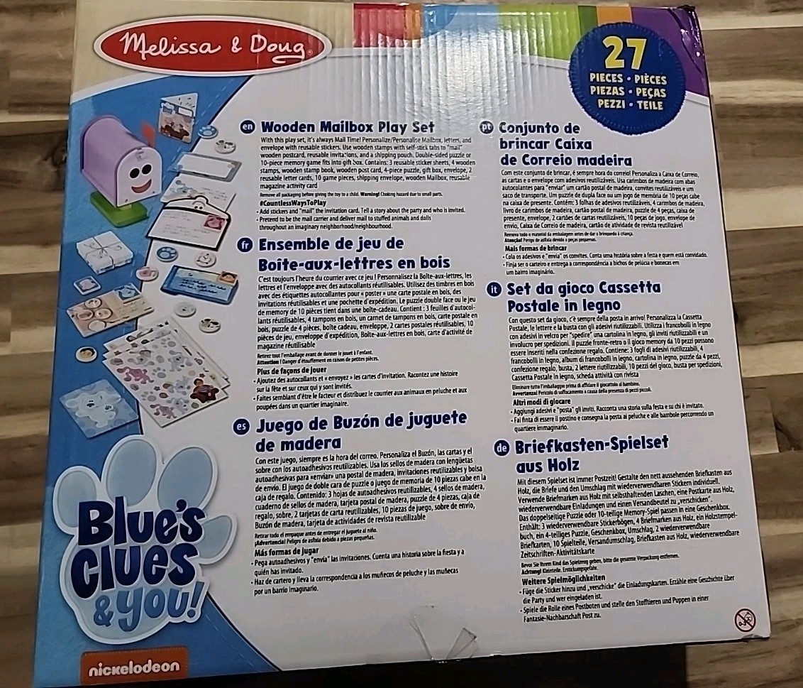 Melissa & Doug Blues Clues & You! Mailbox Play Set-27 Piece NEW Nickelodeon Kids