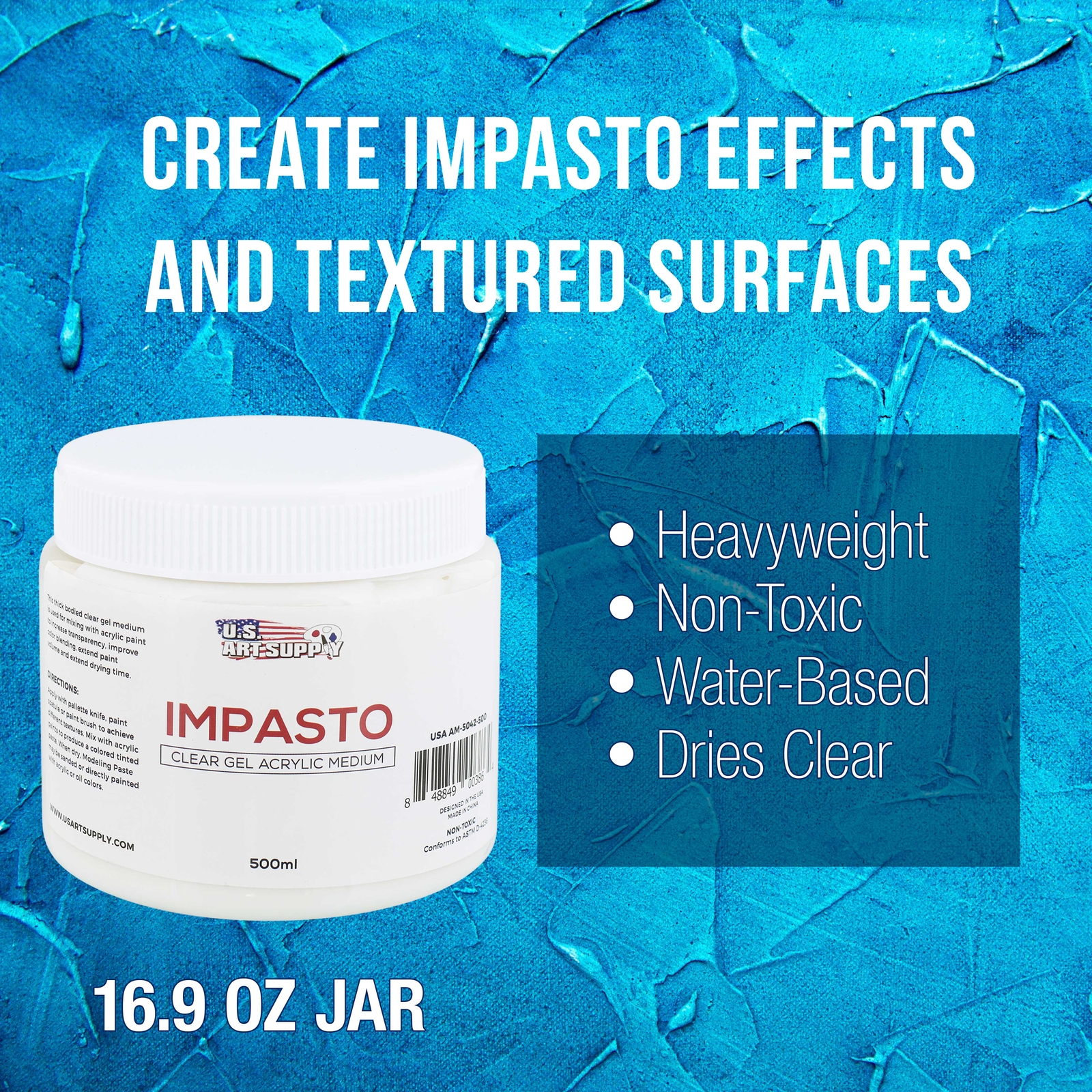 U.S. Art Supply Impacto Clear Gel Acrylic Medium, 500ml Tub