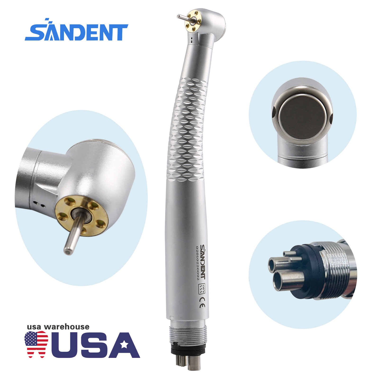 Dental 5Lights LED E-Generator High Speed Fiber Optic Handpiece 4Hole Shadowless