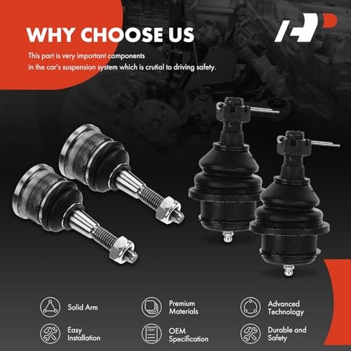 Set of 4, Front Upper & Lower Ball Joints Kit, Compatible with Ford Explorer