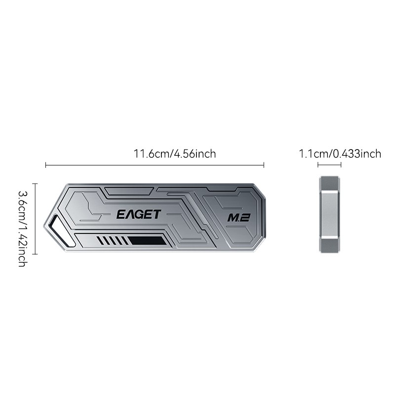 EAGET M.2 NVMe SSD External Portable Enclosure Case Fits PCIe 2280/2242/2230