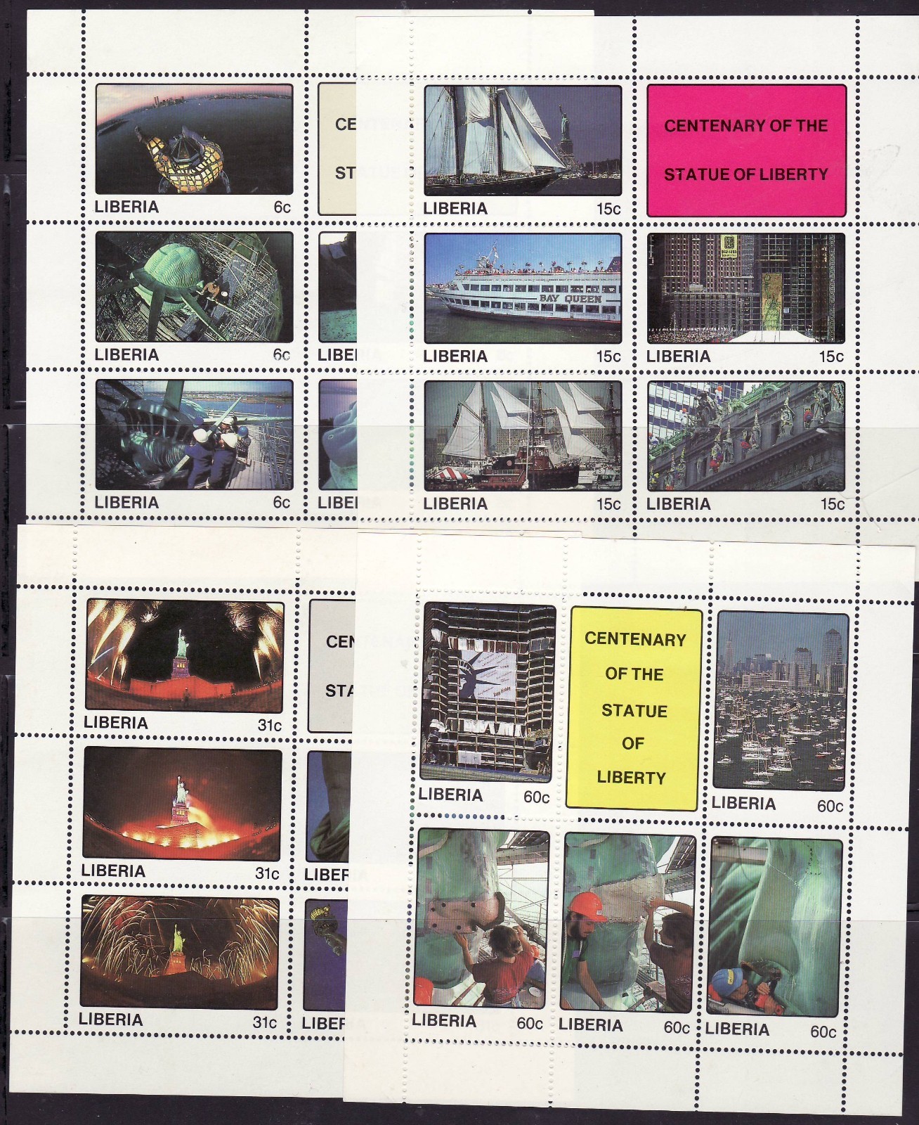Liberia # 1065-68 MNH 1987 Statue Of Liberty Sheetlets