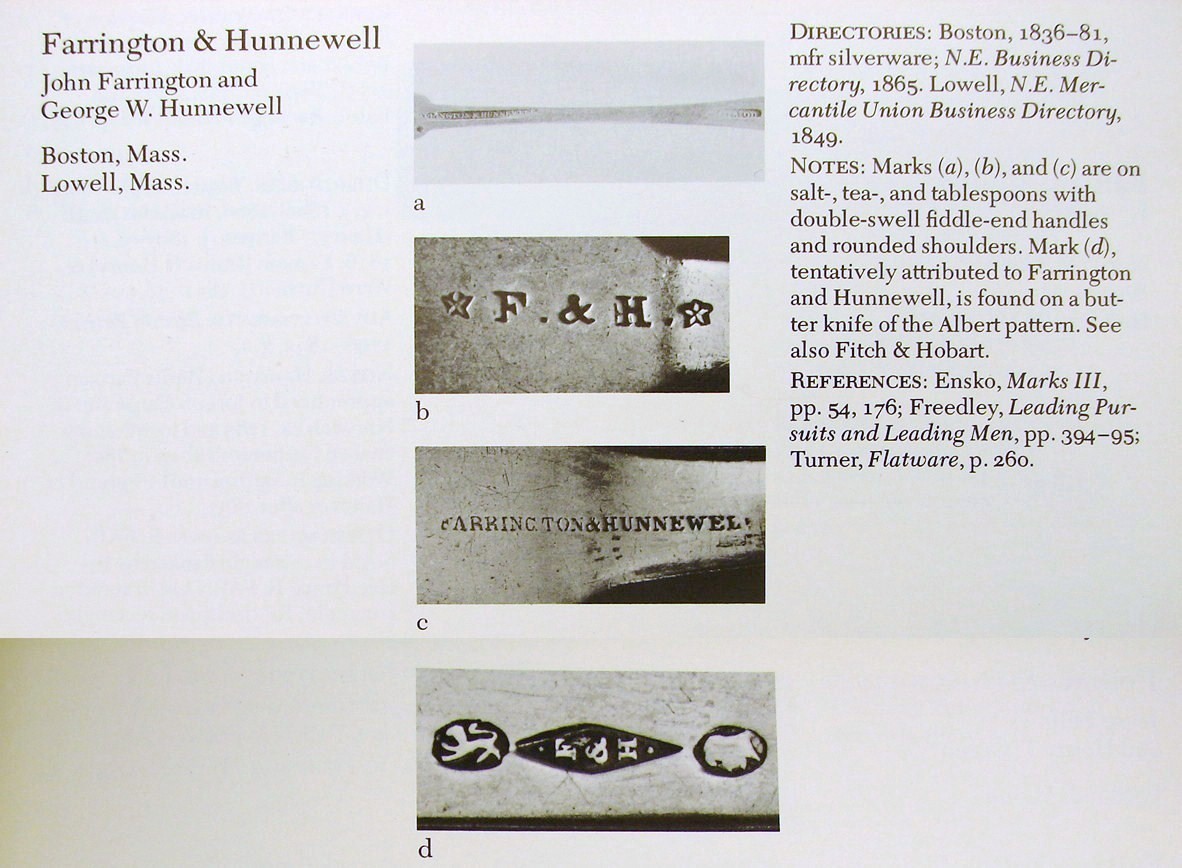 Set 3 American Coin Silver Tea Spoon Marked F&H Boston Massachusetts circa 1850