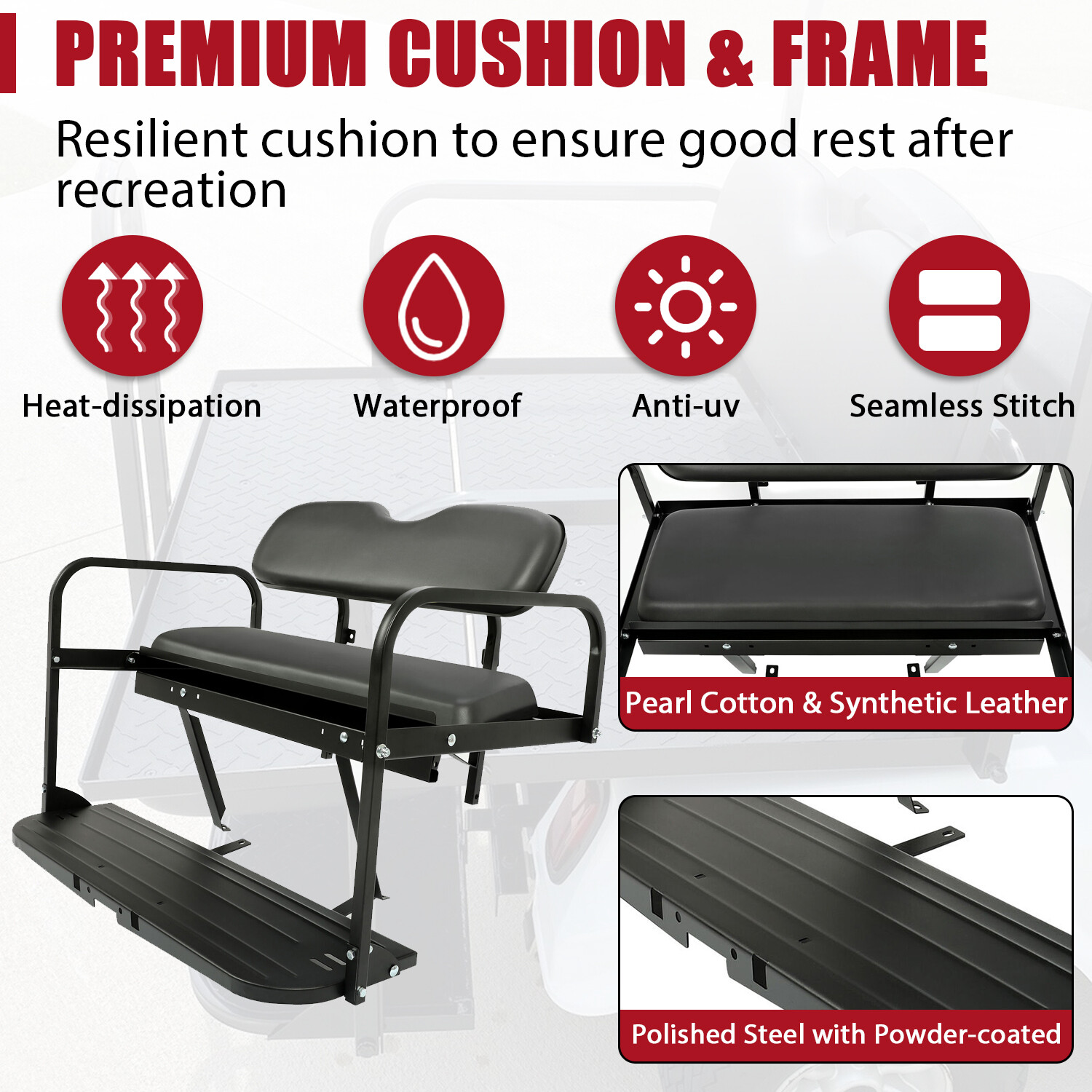 Golf Cart Flip Folding Rear Back Seat Kit For Yamaha Drive G29 2007-2016