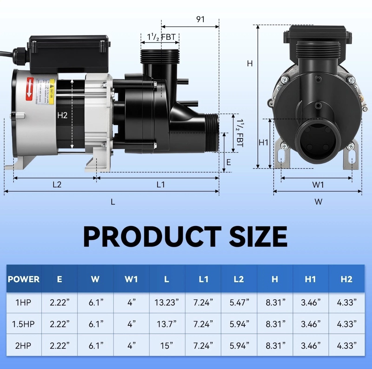 Mxmoonant SPA Pump, 1HP 110V Hot Tub SPA Circulation Pump Bathtub Pump Pool