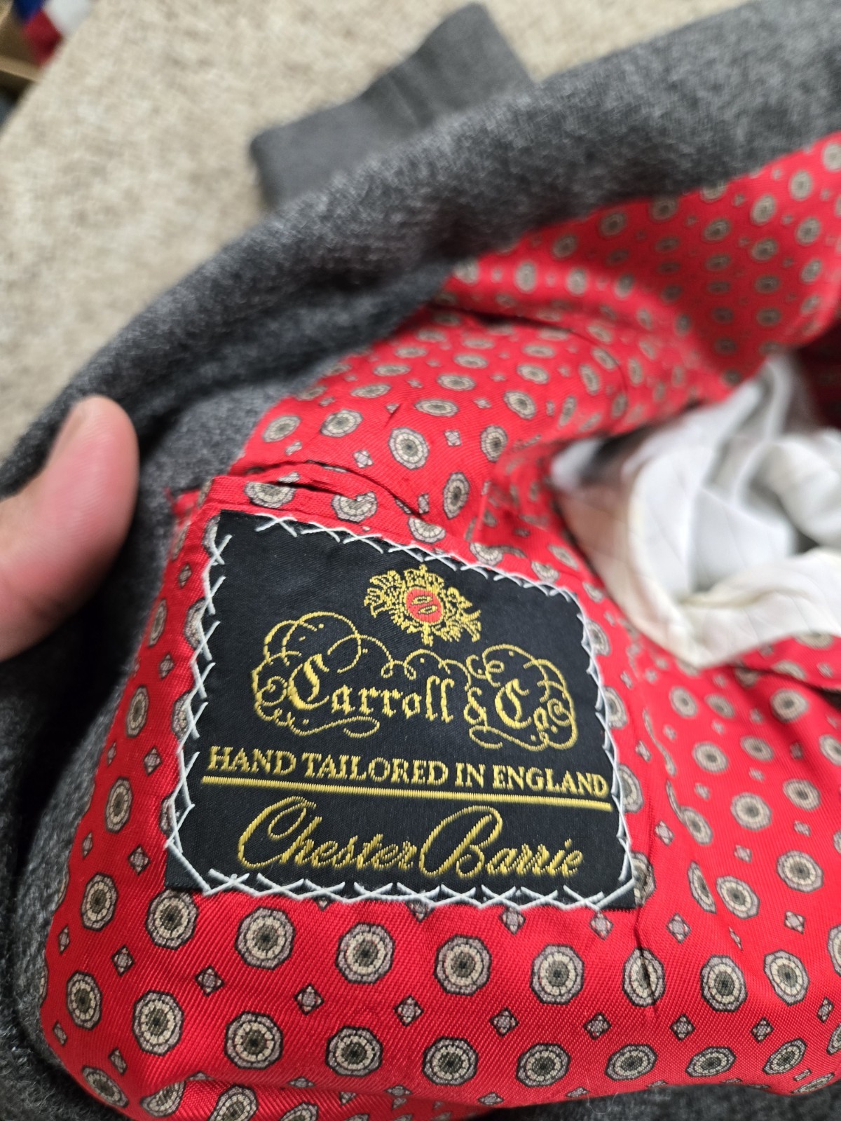 Vintage Carroll & Co Chester Barrie Blazer Jacket Mens 40 S Gray Tweed England