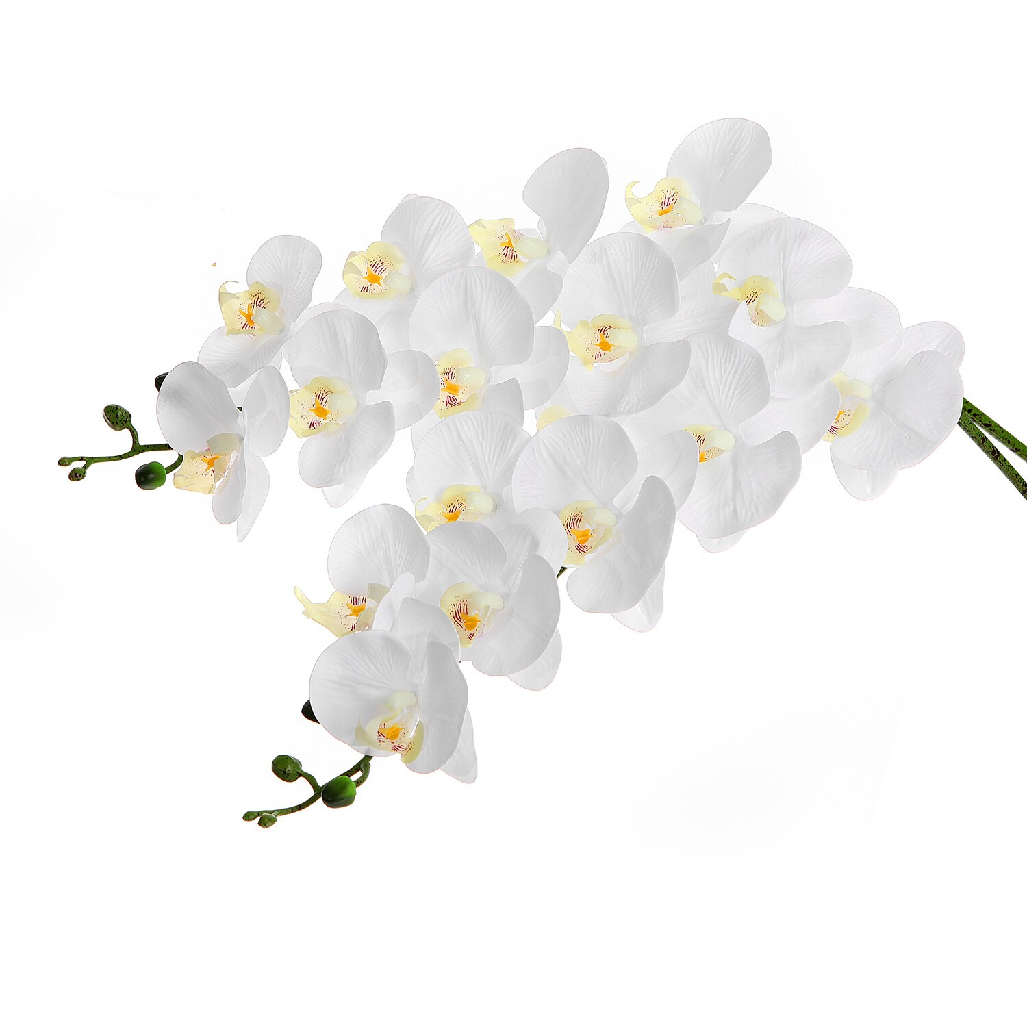 EZFLOWERY 2 Pcs 38’’ Artificial Real Touch Orchids Flowers 9 Heads Latex, White