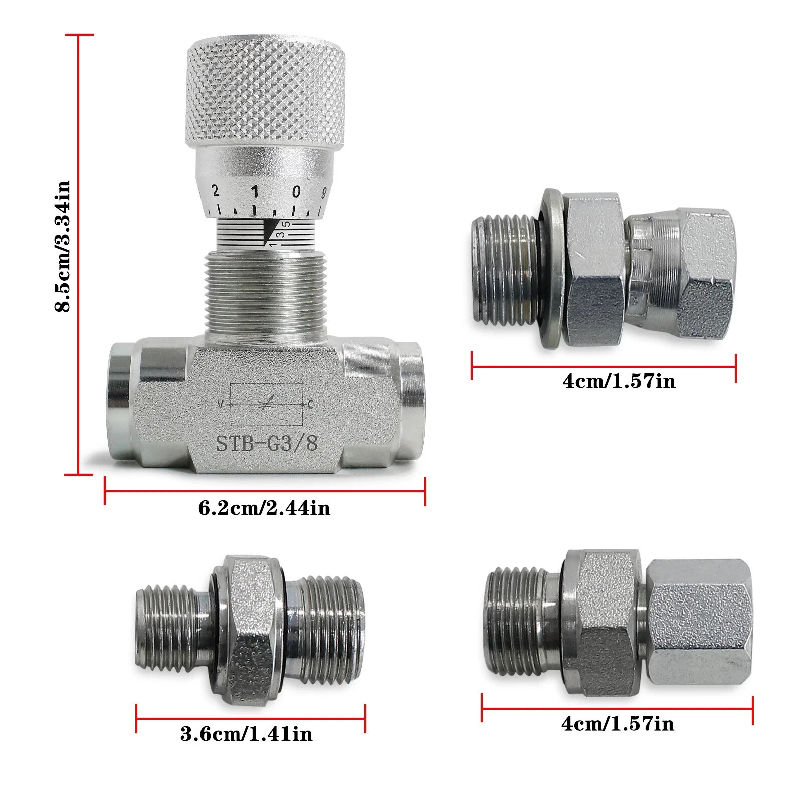 3/8" L08 - Hydraulic Flow Control Valve - STB-G3/8 - Mini Excavator-In Stock USA