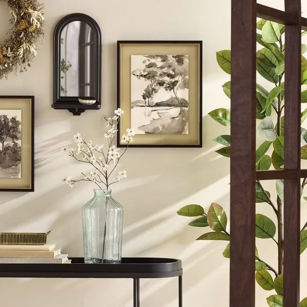 14" Ribbed Glass Decorative Flower Vase - Hearth & Hand with Magnolia