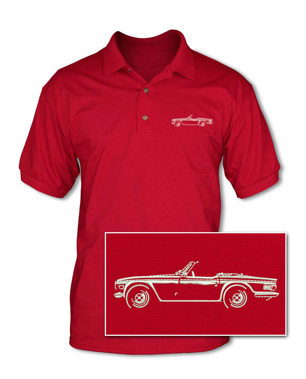 Triumph TR6 Convertible Adult Pique Polo Shirt Side View