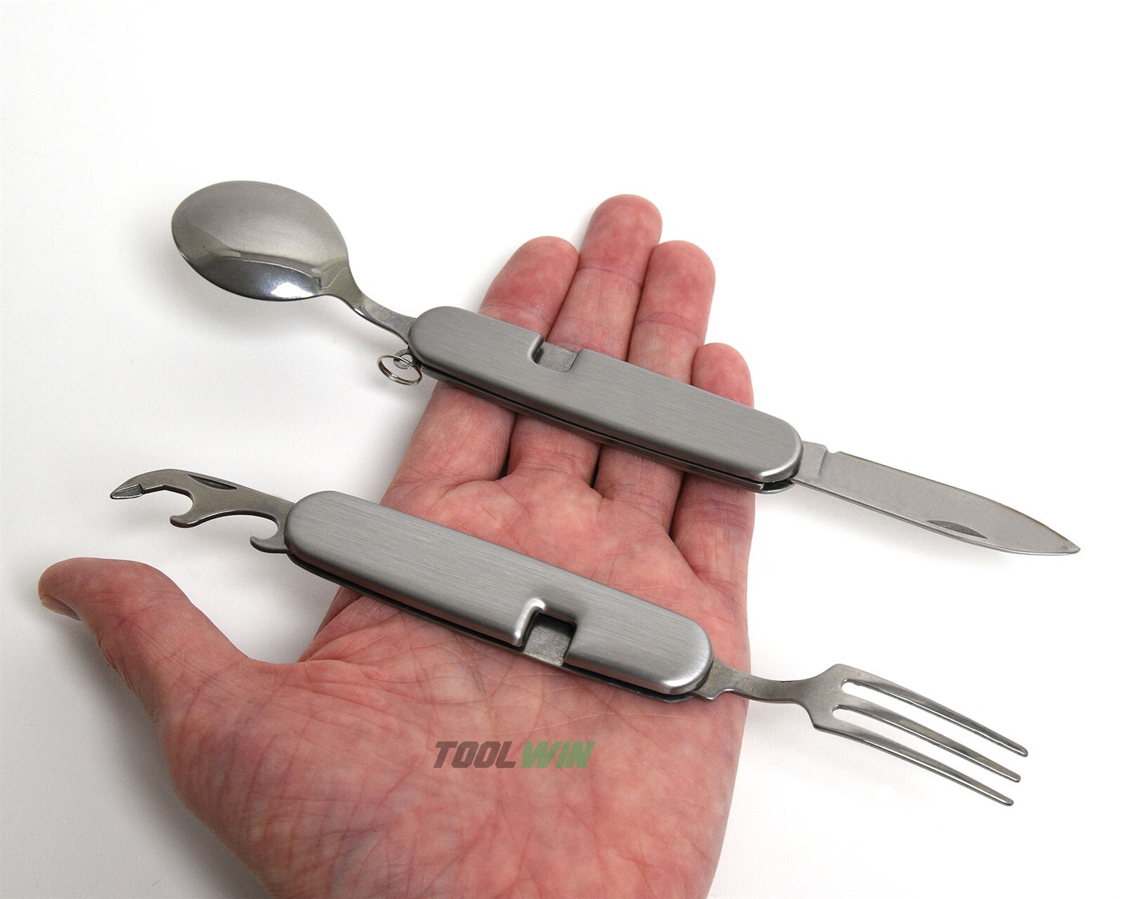 4-in-1 Folding Camping Cutlery Set Eating Utensil Fork Knife Spoon Mess Kit