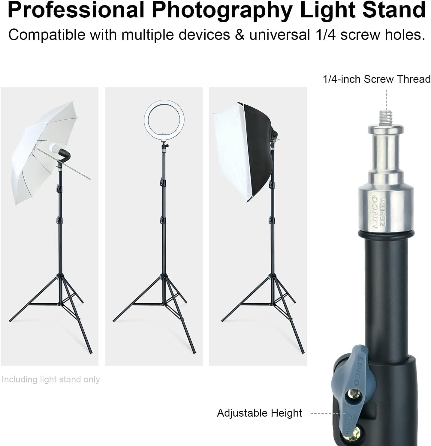 LINCO 90" Light Stand Tripod w Reflector Disc Holder Clip for Reflector Diffuser