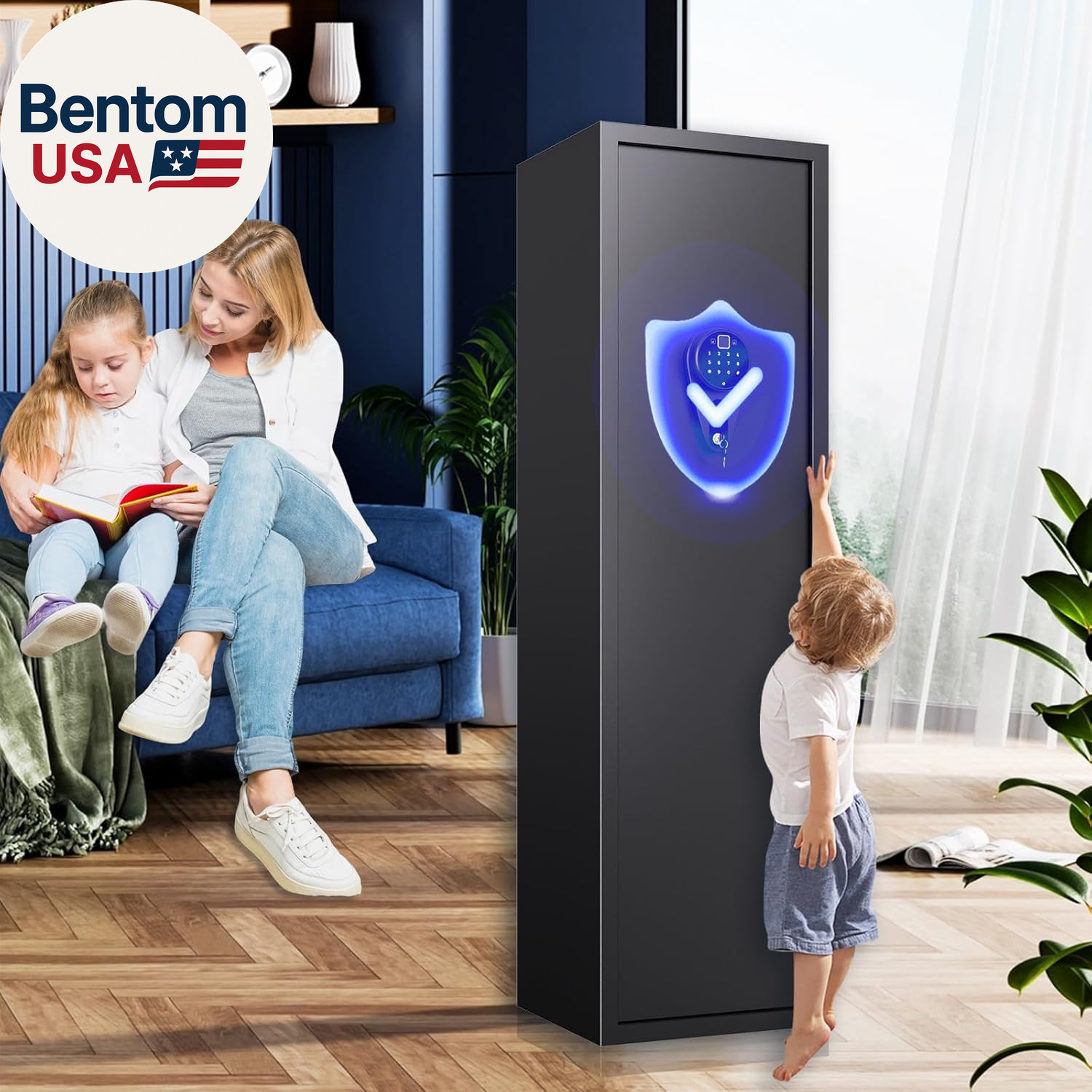 8-12 Gun Safe for Rifles and Pistols,Biometric Fingerprint Lock,No Assembly Requ