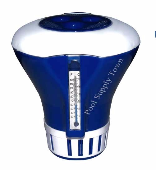 Floating Pool Tablet Dispenser / Floater w/ Built-in Thermometer