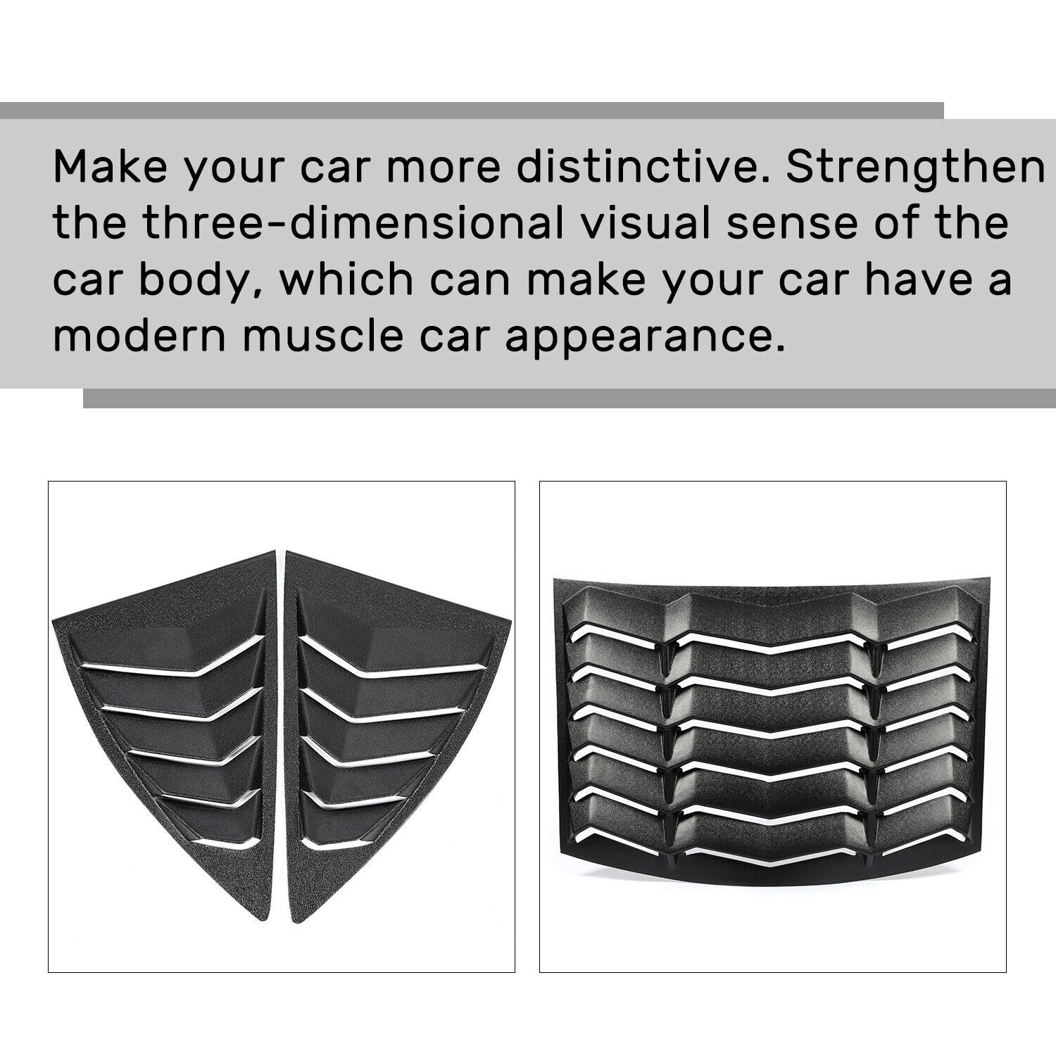 HECASA Rear&Side Window Louvers Cover For 10-15 2011 2012 2013 2014 Chevy Camaro