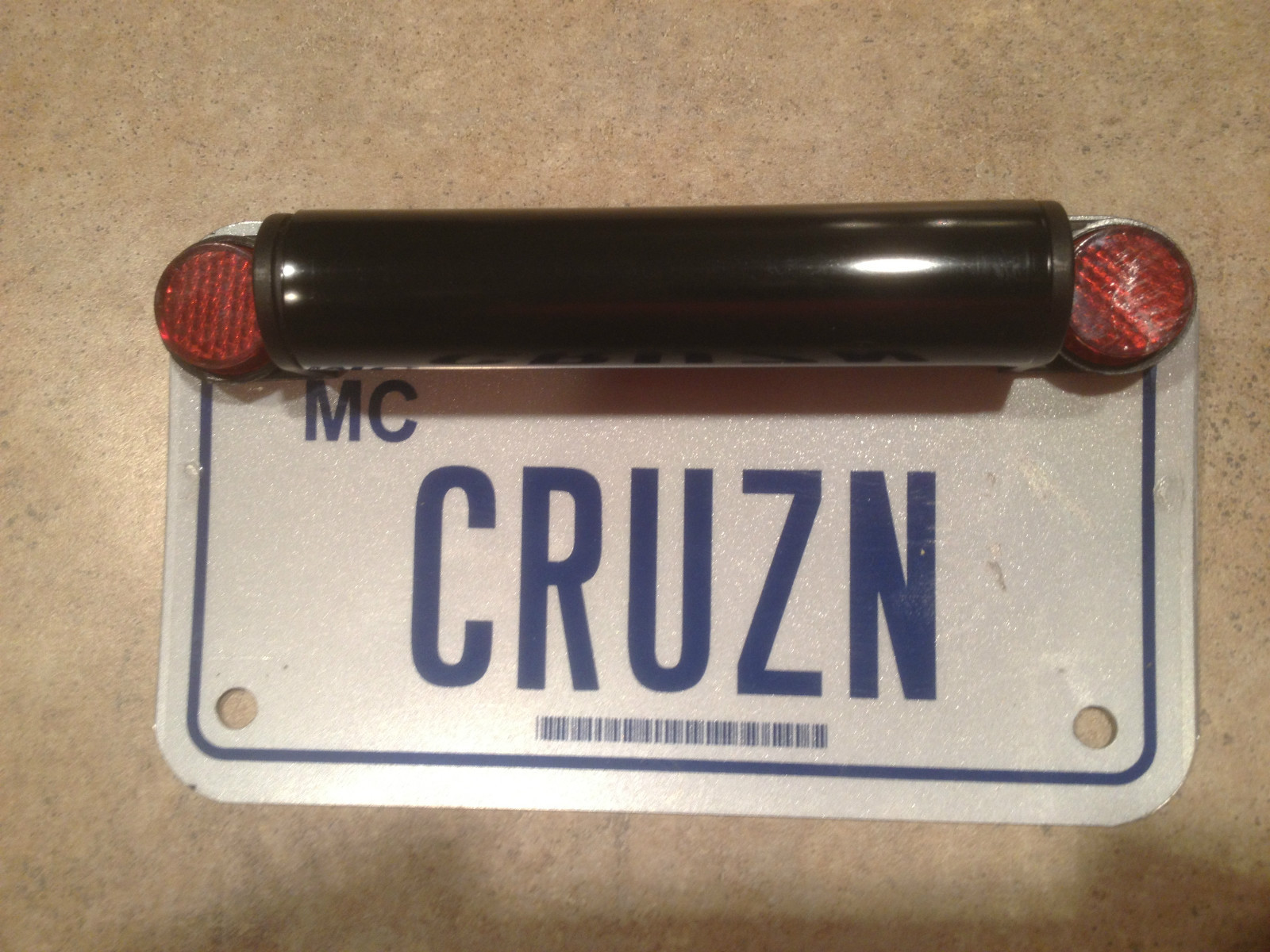 registration holder - stash tube - Harley, Honda, Kawasaki all motorcycles