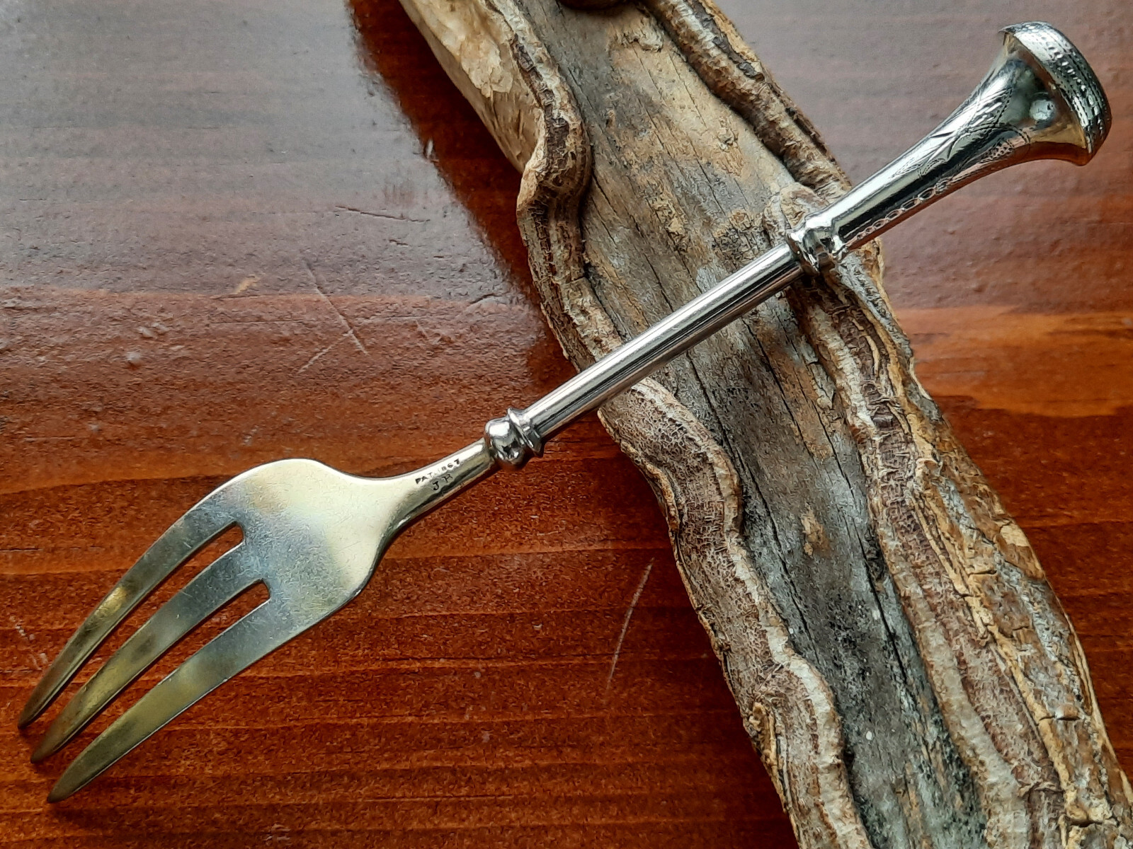 Coin Silver James Bingham Seal Top Pastry Fork, Mono