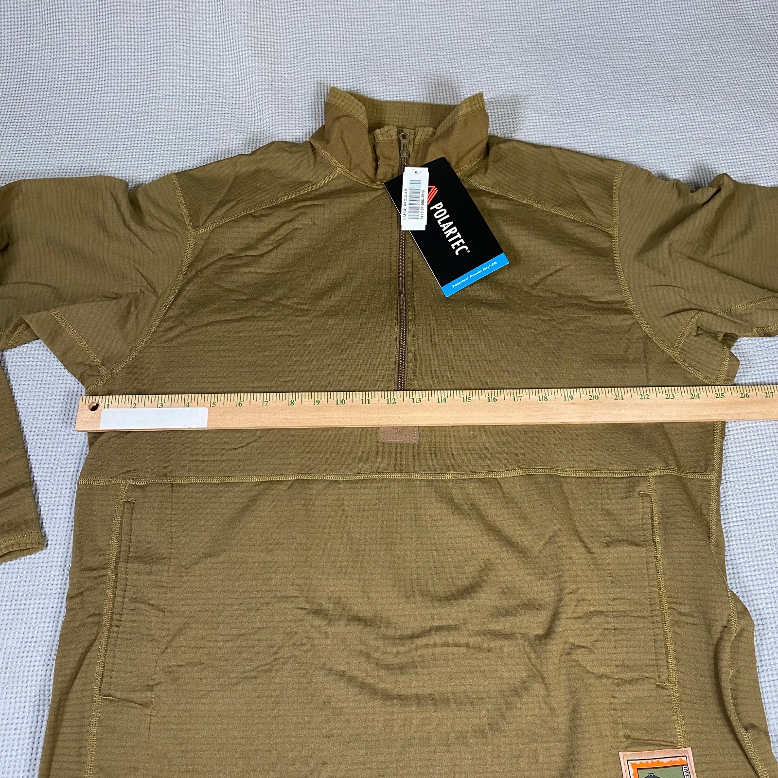 New USMC Polartec FROG Grid Fleece Waffle L2 1/2 Zip Pullover Coyote Brown LARGE