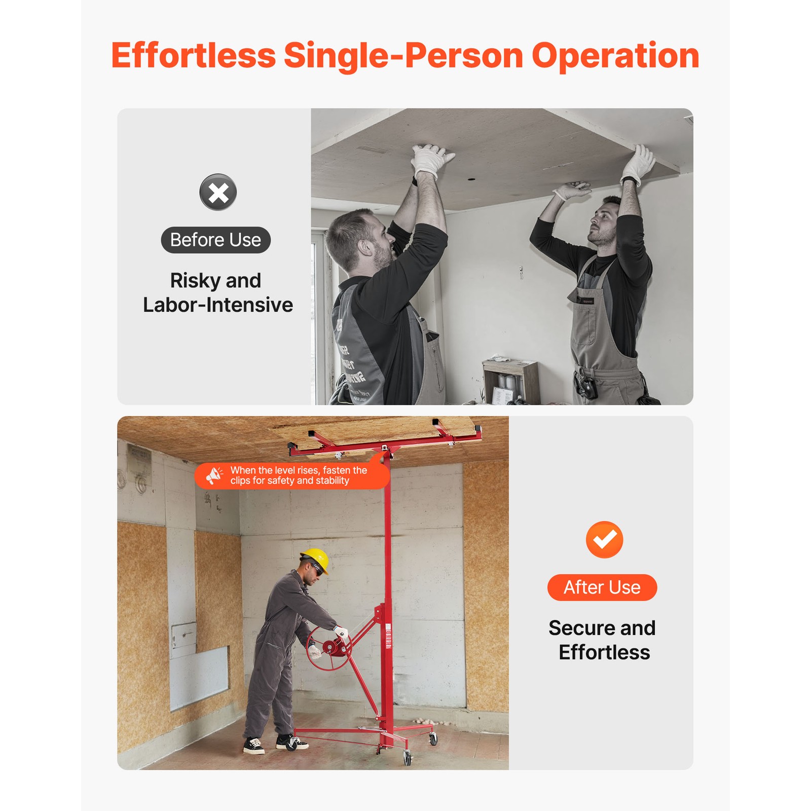 Uimoso 11ft Drywall Lifter Hoist 150 lbs Capacity Adjustable Arm Locking Wheels