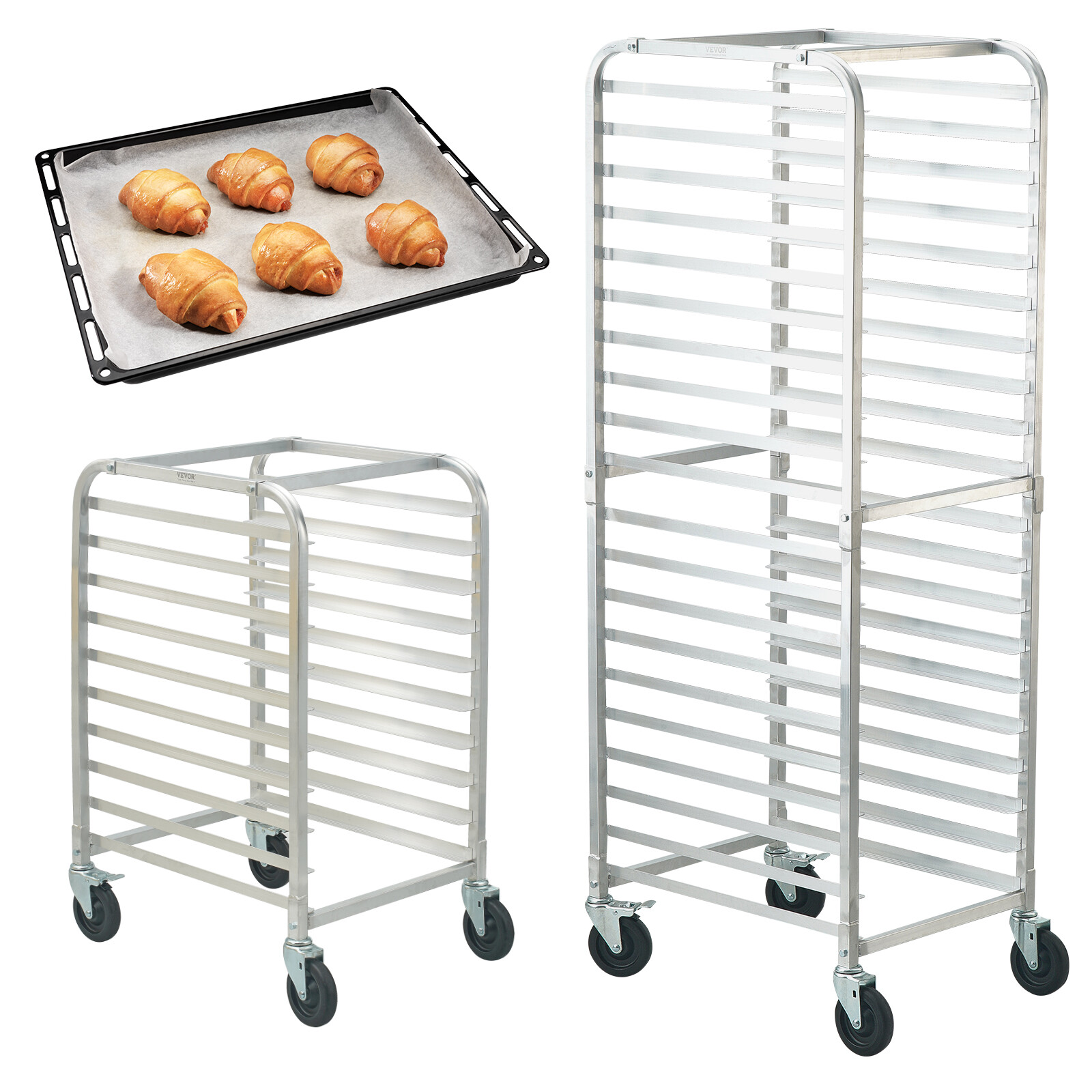 VEVOR 10/20 Sheet Commercial Bun Pan Rack Kitchen Aluminum Baking Racks Wheel