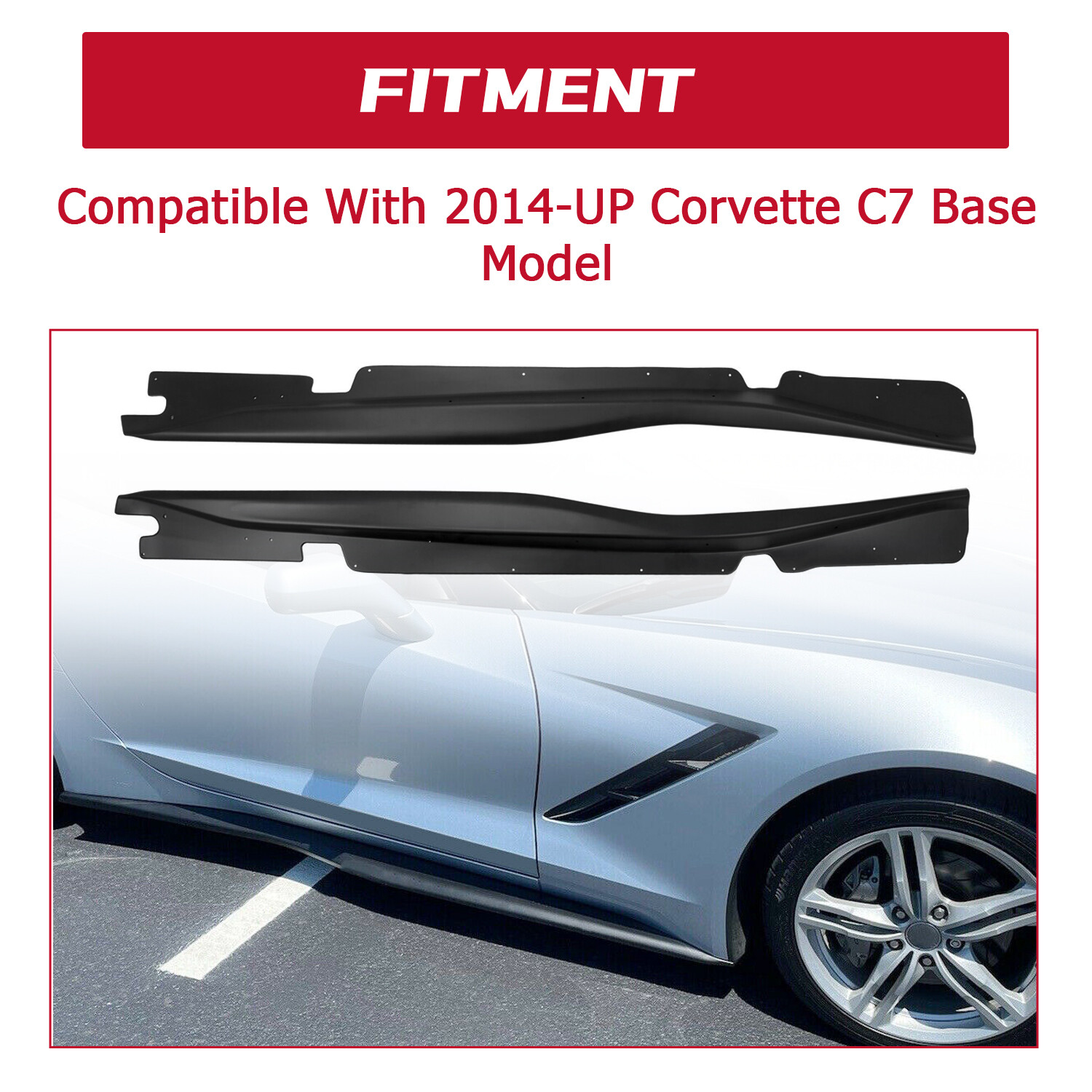 For 14-19 Chevrolet Corvette C7 stingray Side Skirt Z06 Style Rocker Panel Black