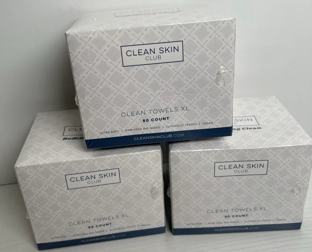 3 Box Clean Skin Club Clean Towels XL Disposable Face Wash Cloths Ultra Soft NEW