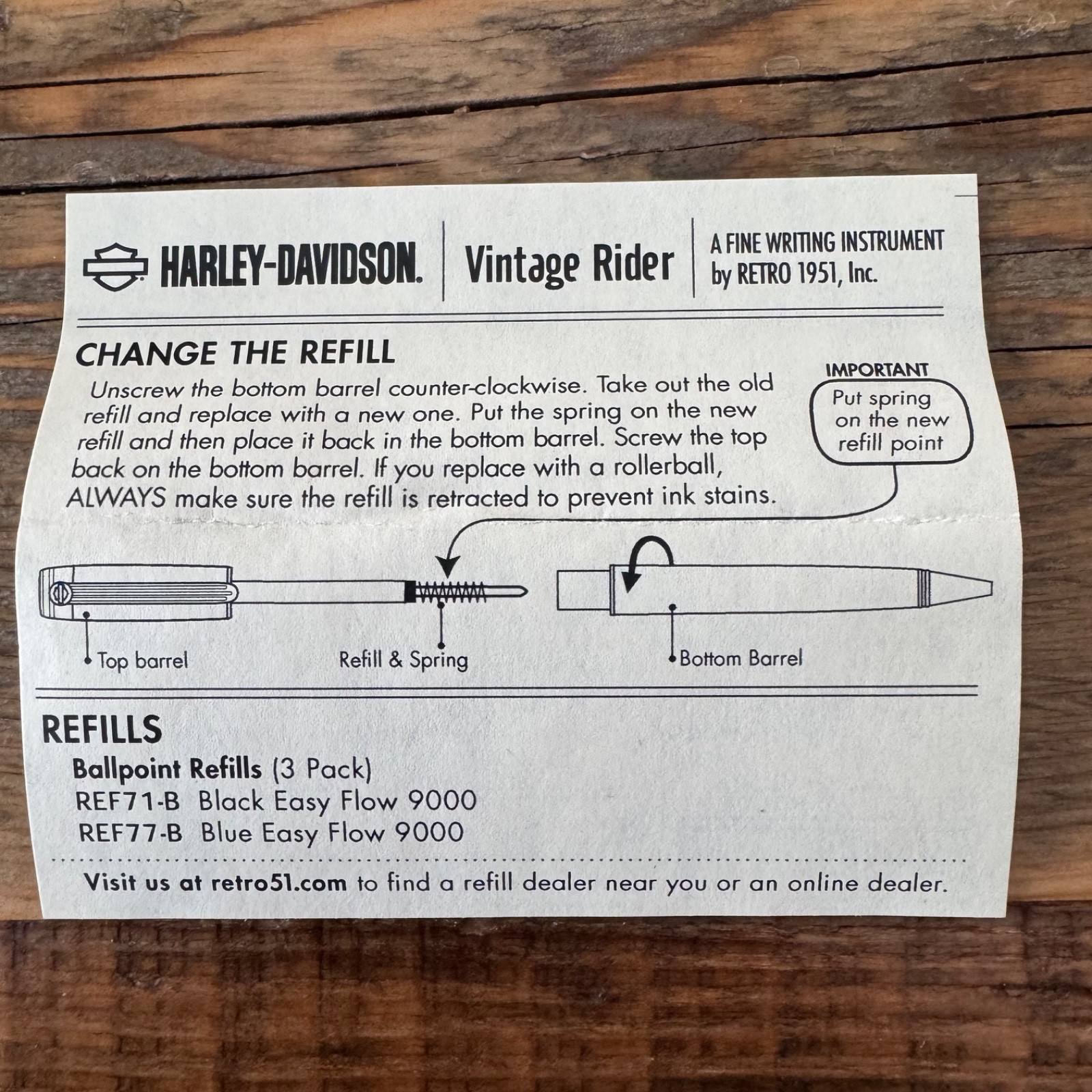 Retro 51 Harley Davidson Orange/Black Eagle Ballpoint Pen (HDBP-1750)