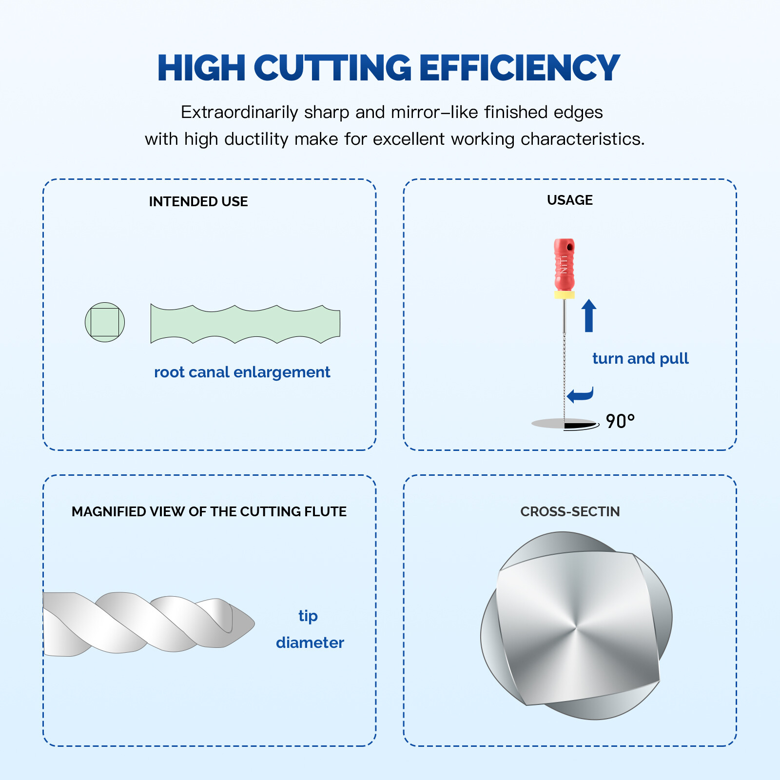 JMU Dental Endodontic Endo K Files NiTi Hand Use Root Canal Files 21/25/28/31mm