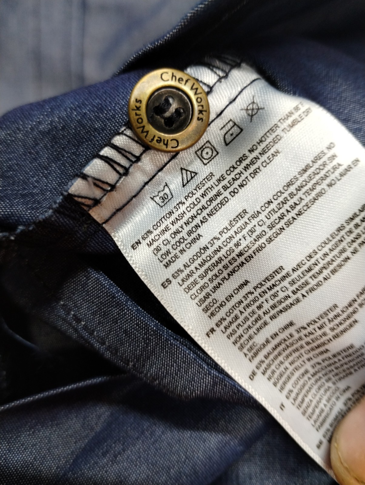 NEW Chef Works Urban Collection Short Sleeve Shirt Large Men Blue Restaurant NWT