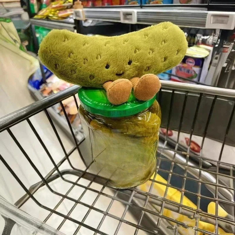 15cm Amusable Green Sour Pickle Plush Toy Cute Collectible Soft Stuffed Doll**