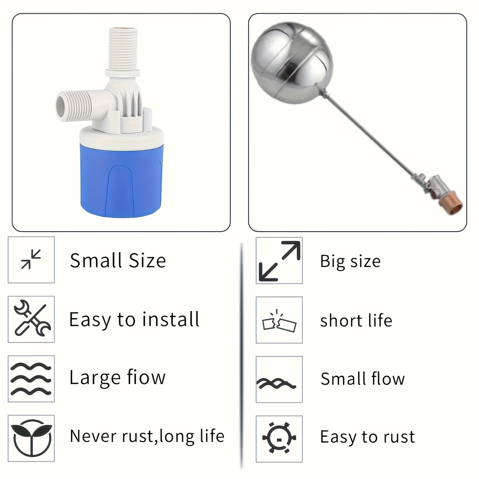Automatic Float Valve - Rust-Resistant Water Level Controller, Easy to Install