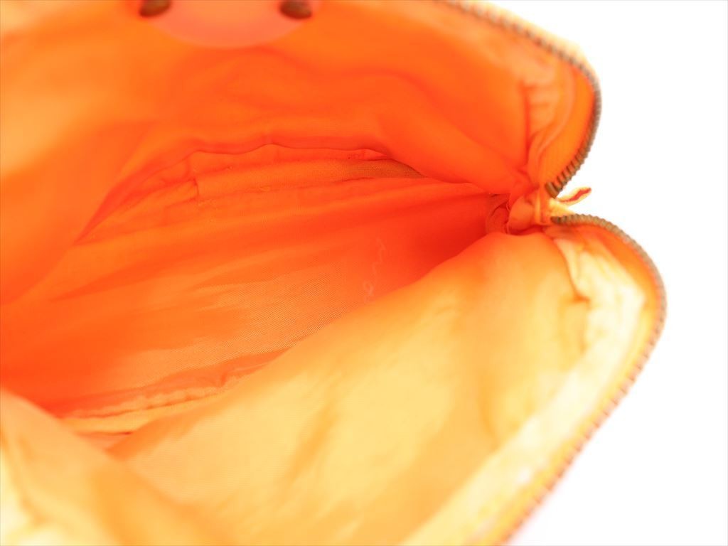 Celine Ring Logo Nylon Small Pouch Coin Case Orange Used Rare Color