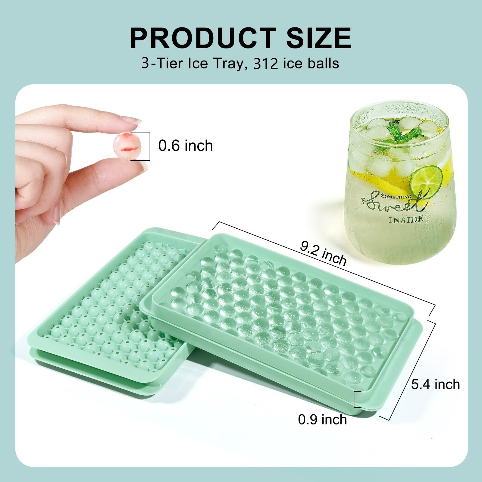 Mini Ice Cube Tray Small Round Molds 104x3 PCS Tiny Pebble balls Crushed Trays