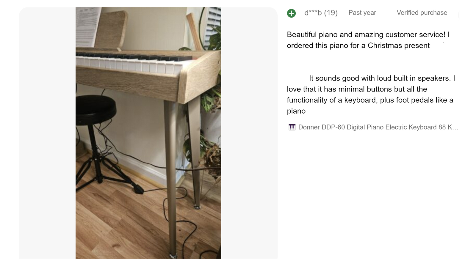 Donner DDP-60 Digital Piano Keyboard With Stand Pedal Built in 25W Speakers