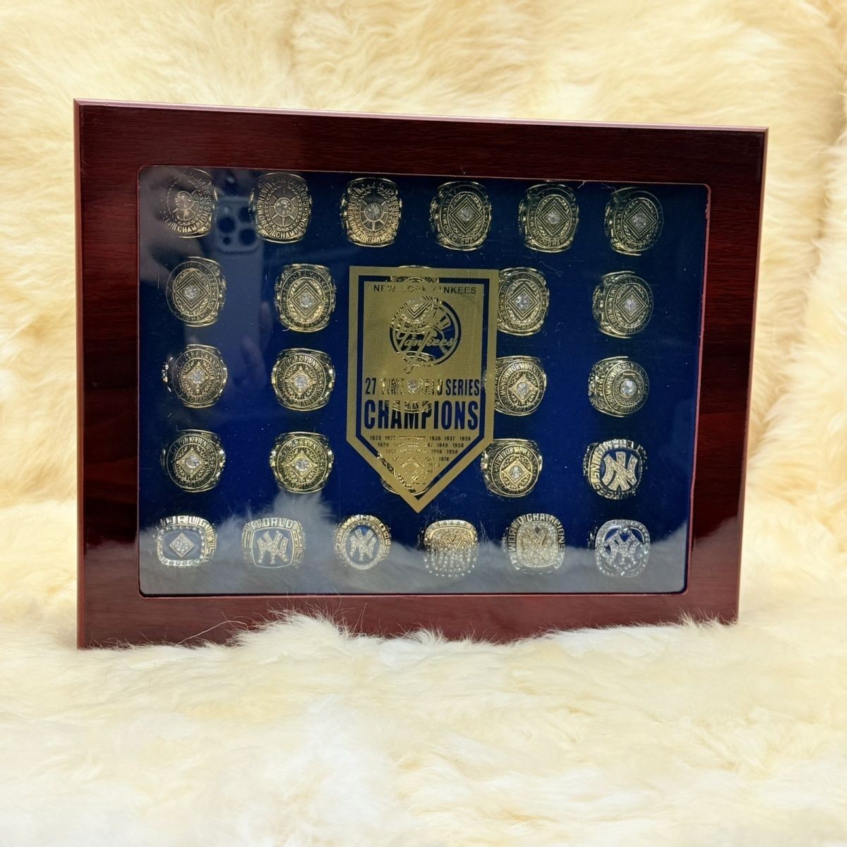 NY YANKEES 27 PCS WORLD SERIES CHAMPIONSHIP RING SET W DISPLAY BOX
