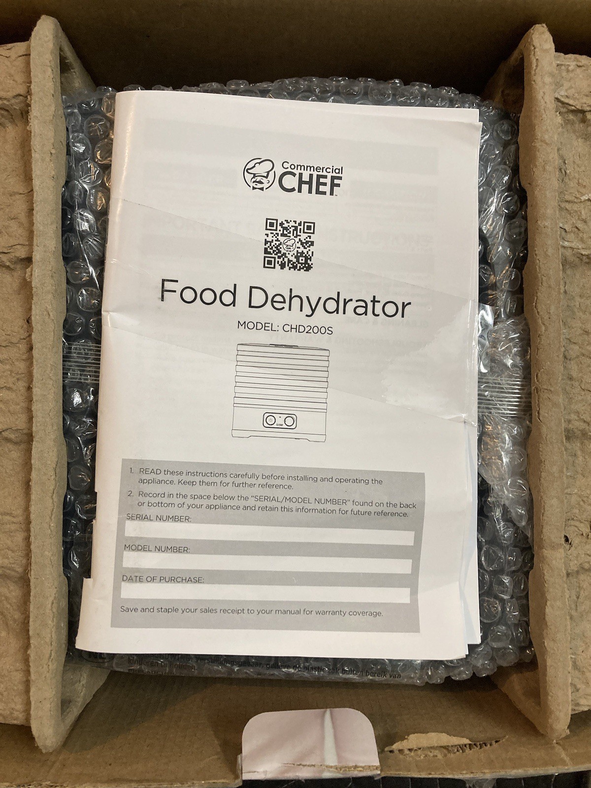 Commercial Chef Food Dehydrator With 5 Adjustable Height Trays