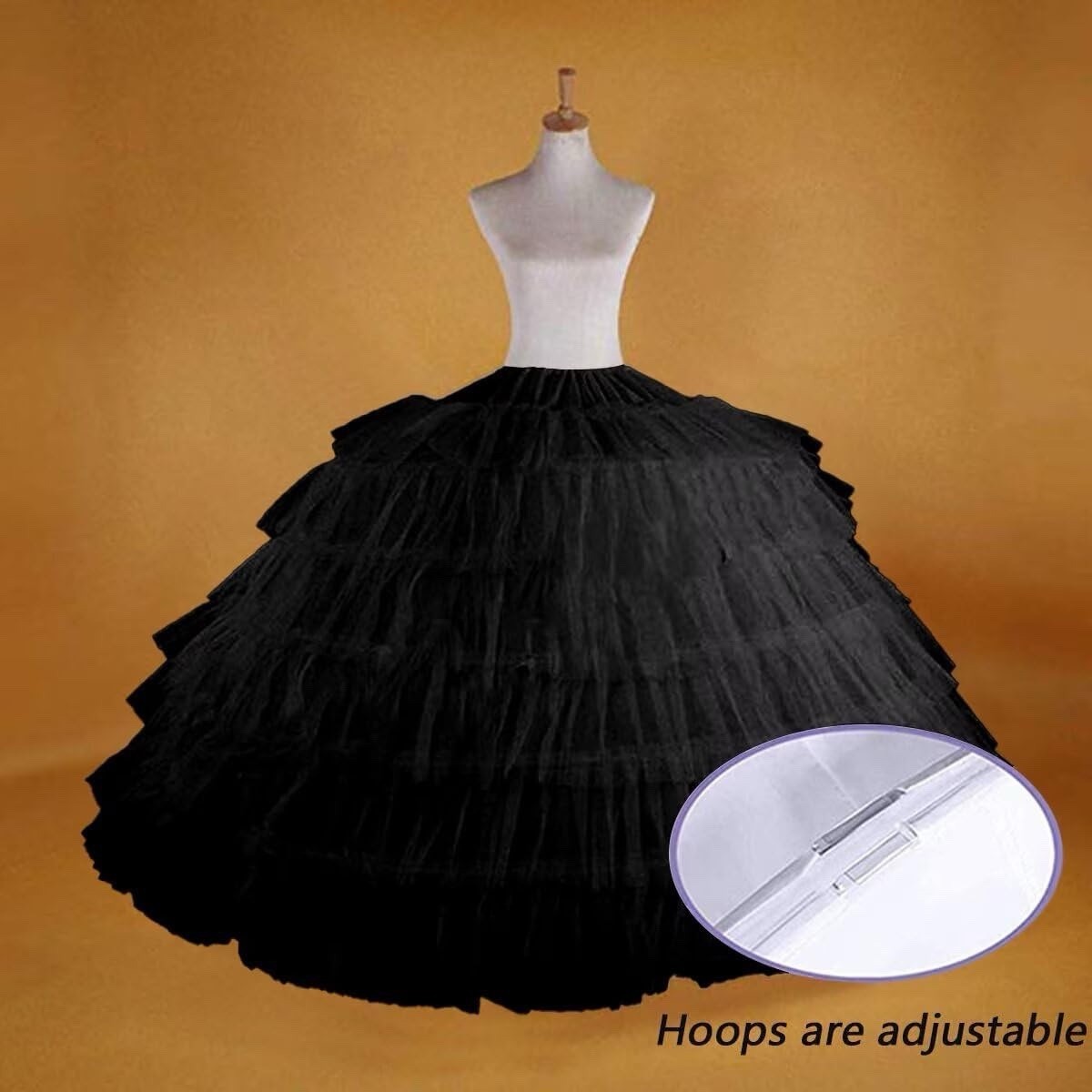 Full 6 Hoop Skirt Floor Length Crinoline Underskirt Wedding Dress  Petticoat