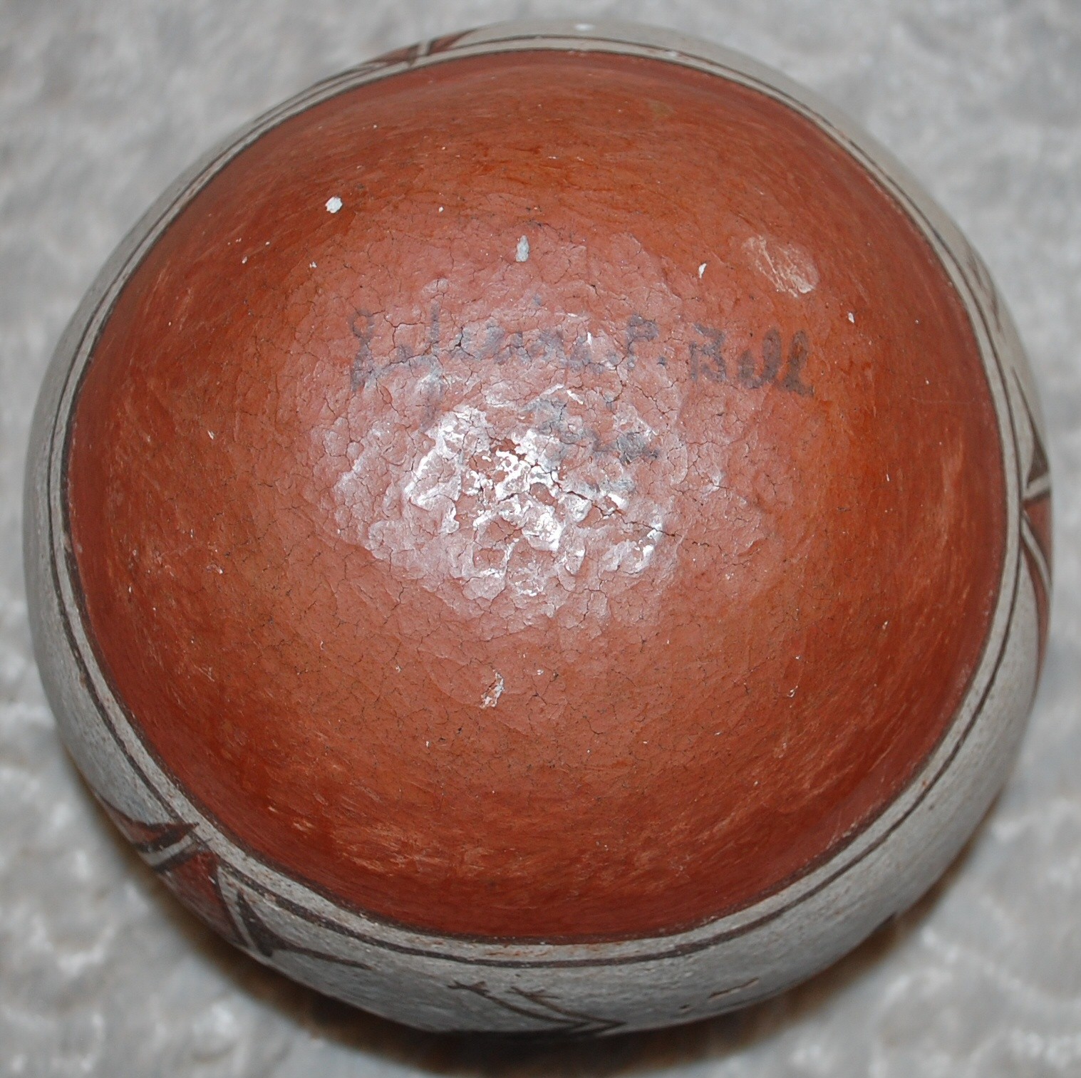 Early 1930-40's SEFERINA BELL Zia Pottery Bow w/Bird and Geometric designs