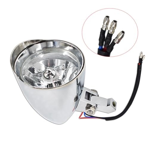 Motorcycle Chrome Visor Headlight Lamp Replacement for Bobber Chopper Dyna 12V